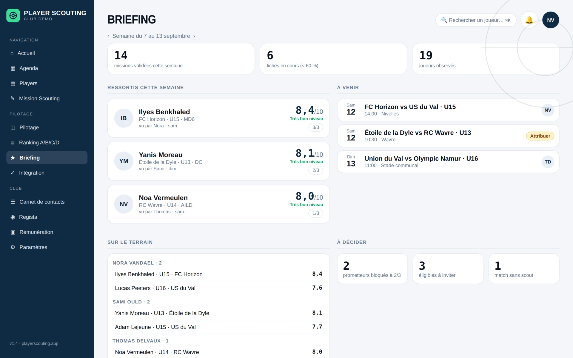 Briefing hebdomadaire de la cellule de recrutement
