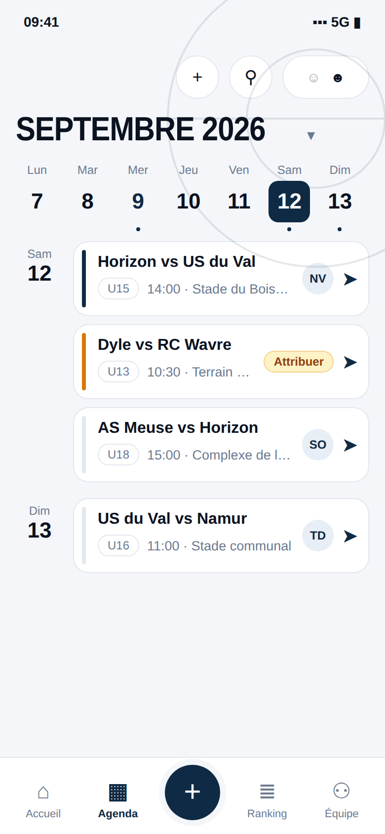 Agenda mobile des missions de scouting